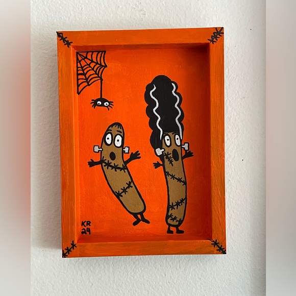 Original Art By Me Kristi Redman 7X9 Acrylic Framed Panel “The Franks” - Picture 3 of 3